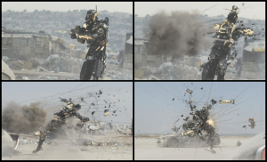 Choreographed droid destruction on Elysium